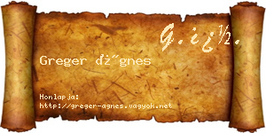 Greger Ágnes névjegykártya